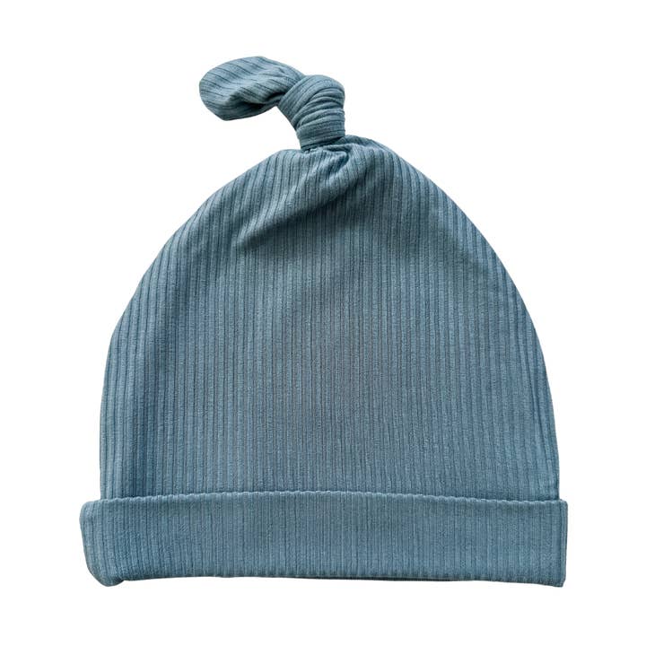 Knot Hat - Arona Blue Ribbed for wholesale by Harp Angel Boutique