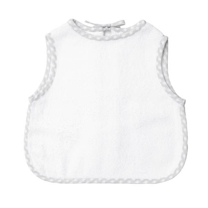 Bavaglino grembiule | Grigio a quadretti per la vendita all'ingrosso da parte di Louelle.