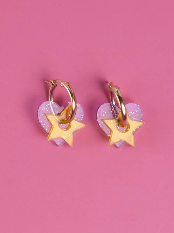 Heart & Star Hoop Earrings for wholesale by Cuteryko
