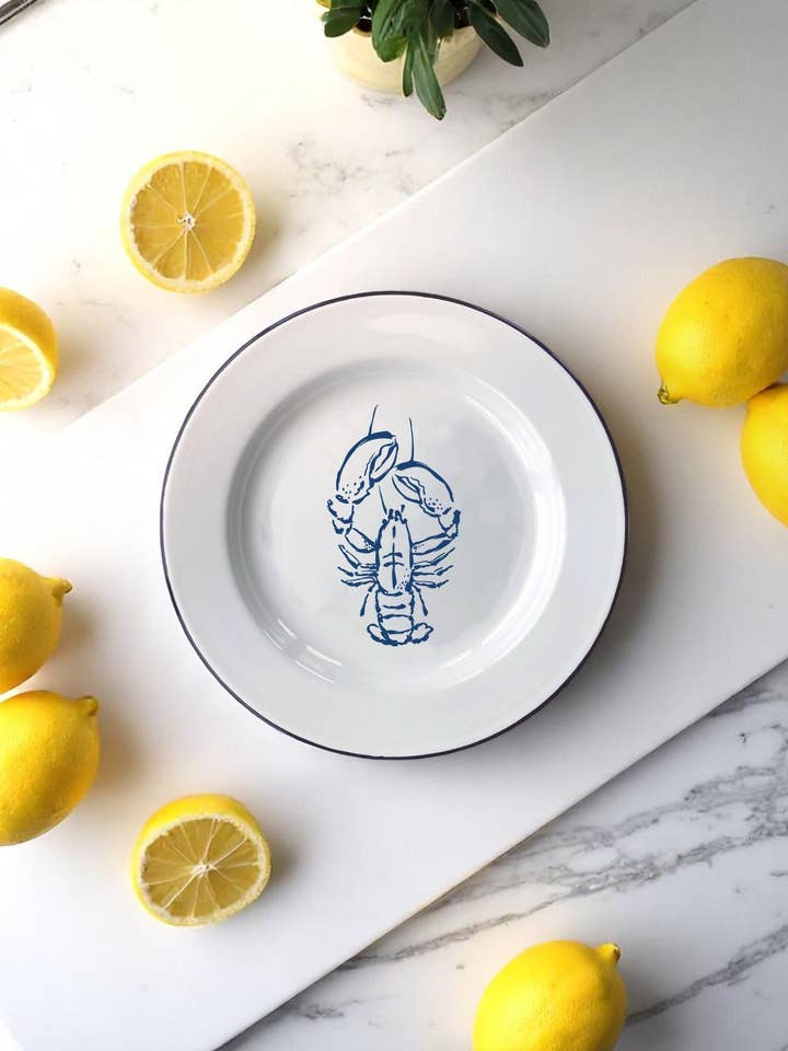 Homard, assiette en émail pour la vente par Sovende Bjorn