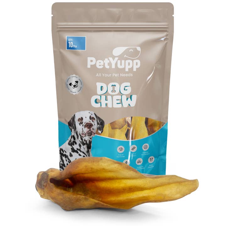 PetYupp - Wholesale Pet Treats - Dog - Water Buffalo Ear with Meat Dog Chew - (10 Pcs) 100% Natural Dog Treats Dog Sizes