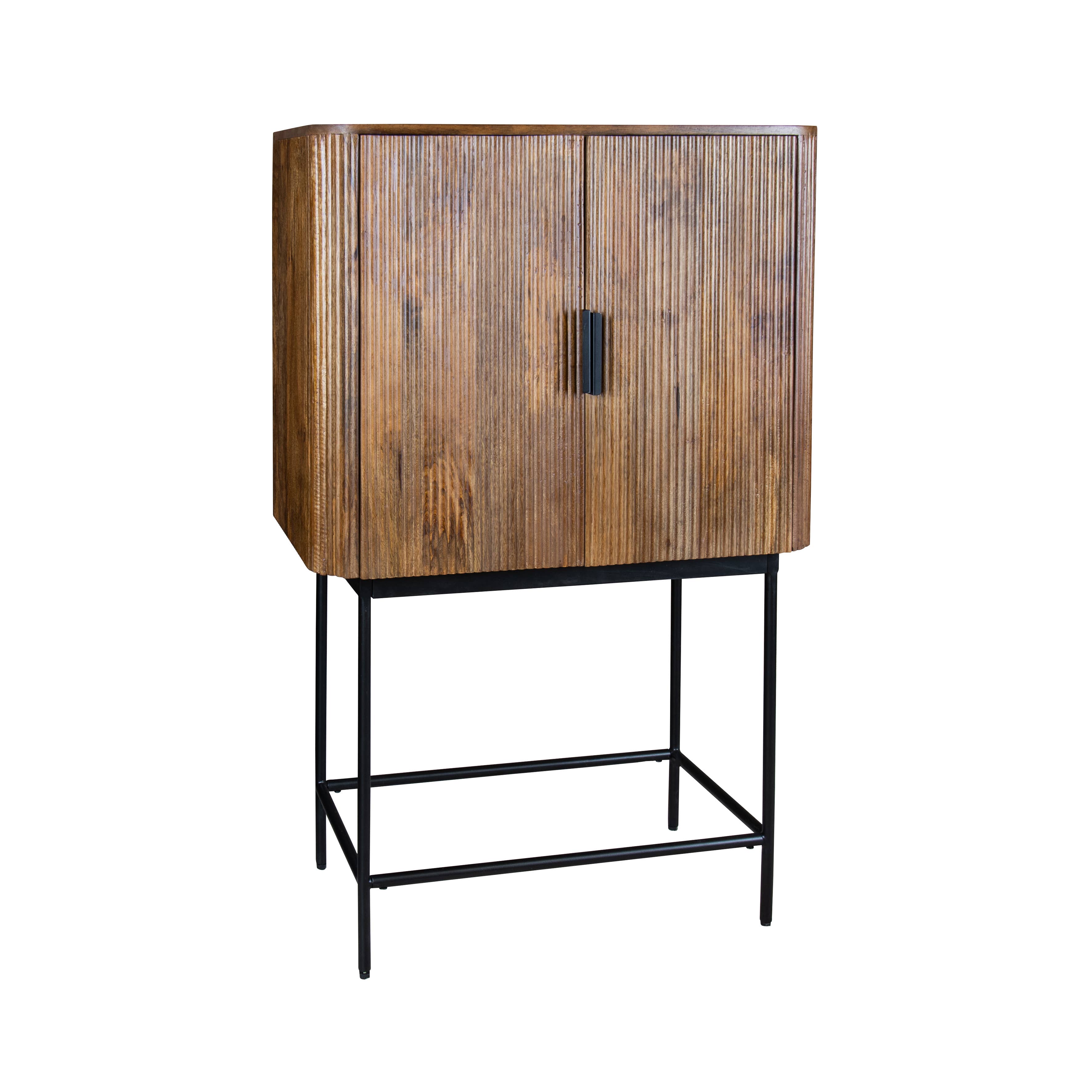 Now's Home – Armário por atacado – Aparador Iquitos com 2 portas em madeira de manga e pernas de metal 80x40x125 cm