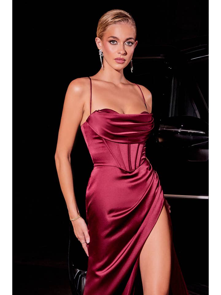 Ladivine by Cinderella Divine - Wholesale Gown - Women's - CORSET COWL SATIN GOWN