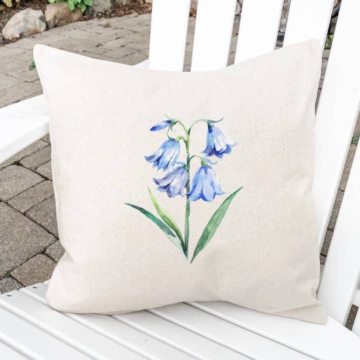 Coussin carré en toile - Jacinthes pour la vente par Indigo Tangerine