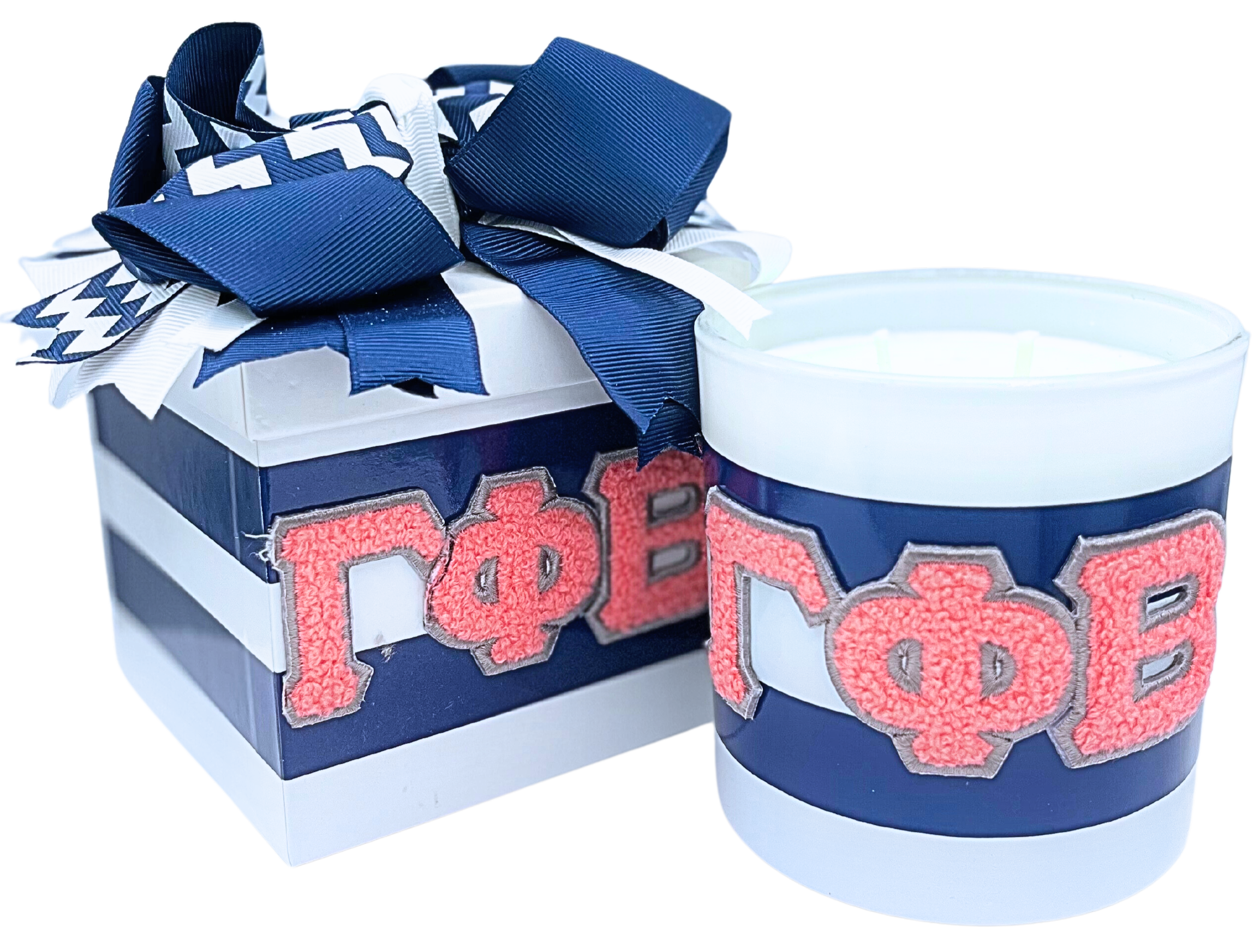 Color Shout – Engroshandel Glaslys – C201- Sorority græske bogstavlys med chenillemærke9