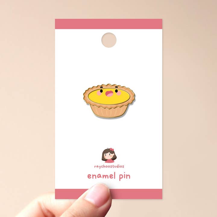 Egg Tart Enamel Pin for wholesale by Raychoo Studios Inc.