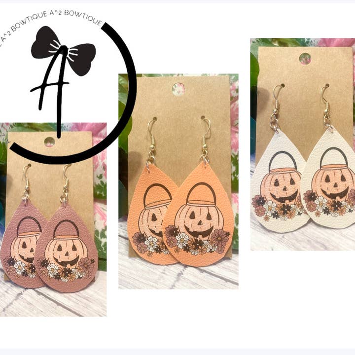 Halloween Pumpkin Earrings for wholesale by A Squared Bowtique