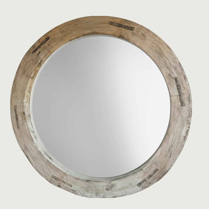 Reclaimed Wheel Mirror Bleached 5 for wholesale by Project Kalaa
