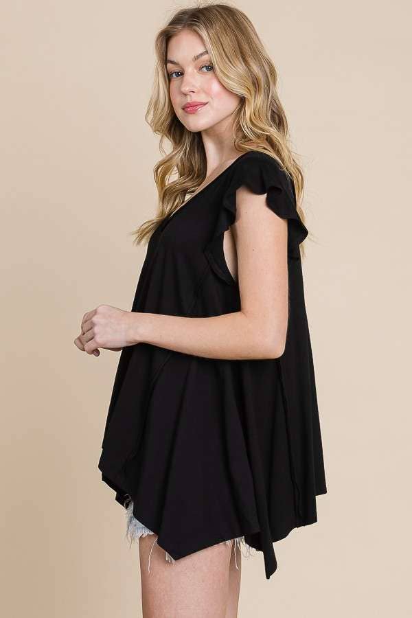 Culture Code - Wholesale Tunic - Women's - CJT1516 - PLUNGE V-NECK UNEVEN HEM TOP2