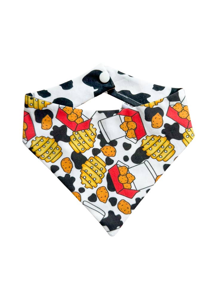 Chicken Nuggets & Waffle Fries Reversible Pet Bandana for wholesale by Isle Designs NY