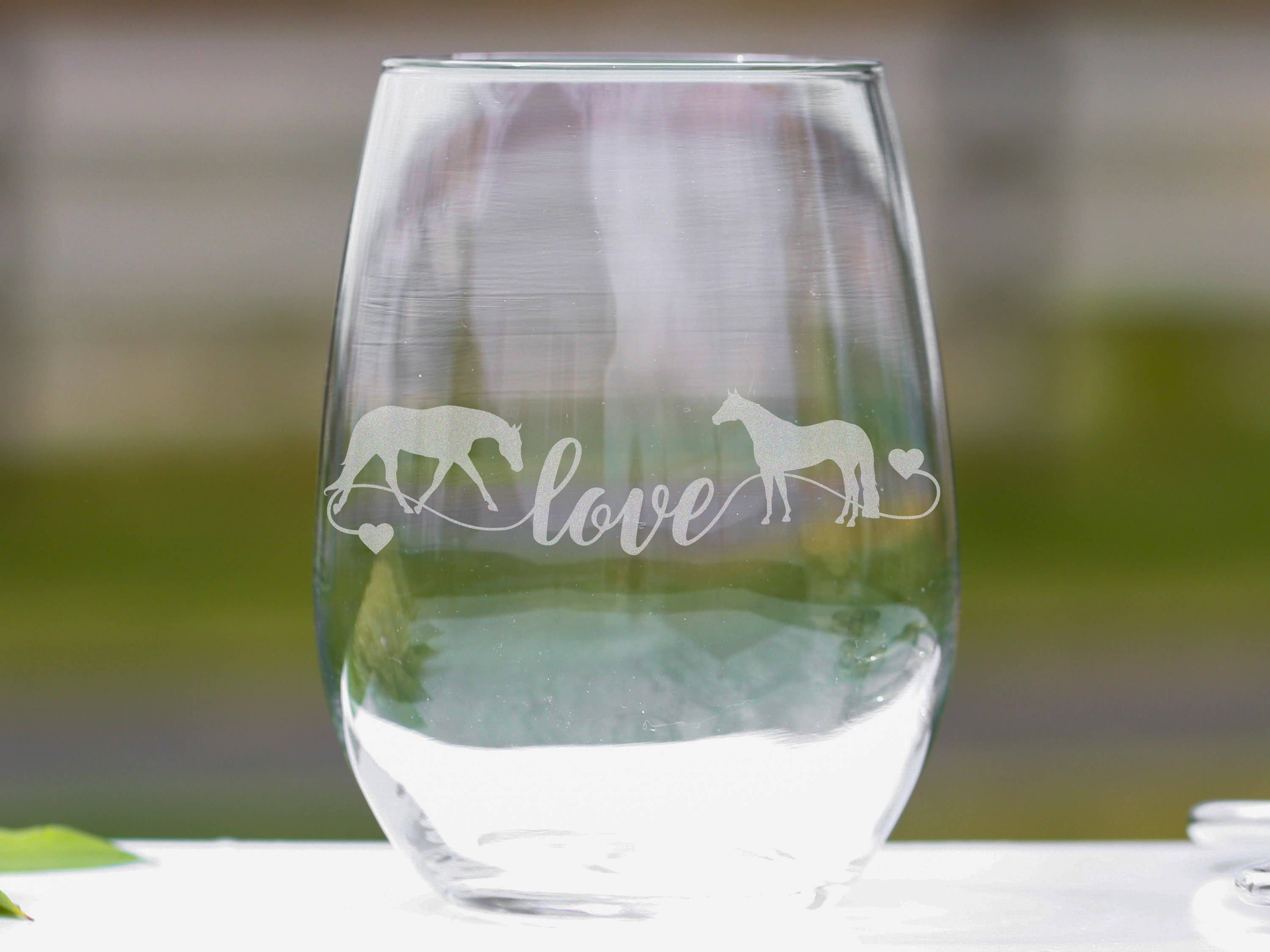 Classy Equine - Wholesale Wine Glass - Quarter Horse Love Stemless Wine Glass1