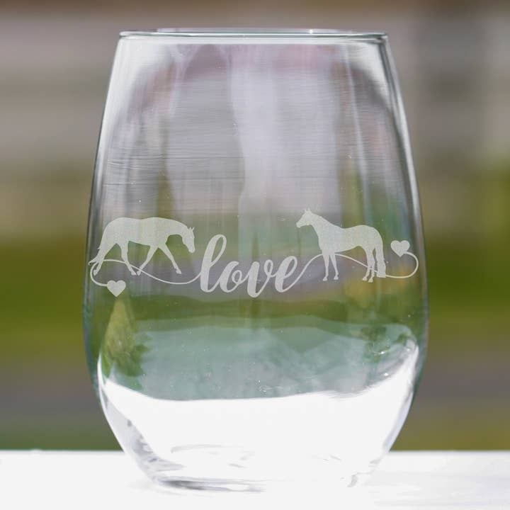 Classy Equine - Wholesale Wine Glass - Quarter Horse Love Stemless Wine Glass1