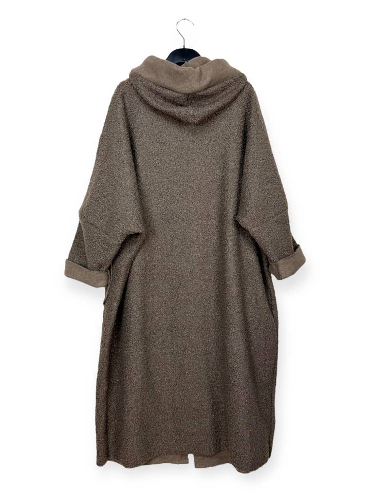 Lucky Nana - Wholesale Coat - Women's - AH 22158 - Long Coat in Bouclé Fabric5