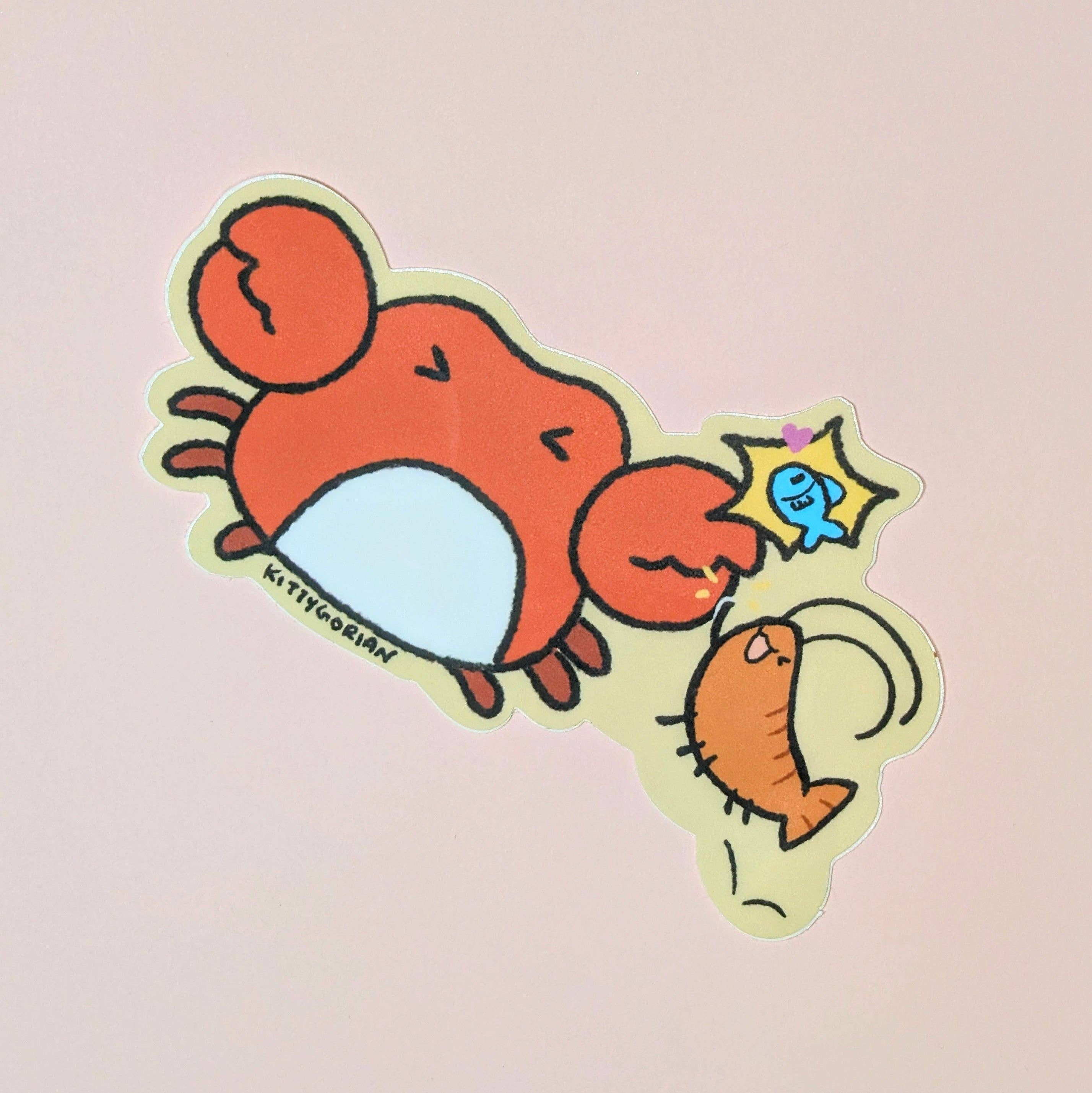 Kittygorian - Wholesale Sticker - Kani-Shrimpy high-five vinyl sticker || Vtuber1