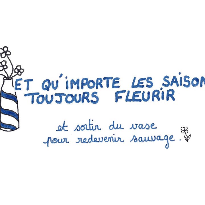 Ilustração "E que importem as estações, sempre florescer" - A5 - Cinzazul por atacado de Grisbleu