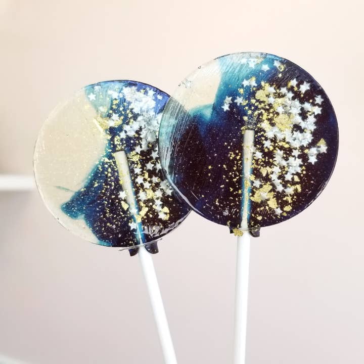 Sweet Caroline Confections – wholesale Lollipop – Navy Star Galaxy Lollipops, Blueberry Flavor, 10/Case