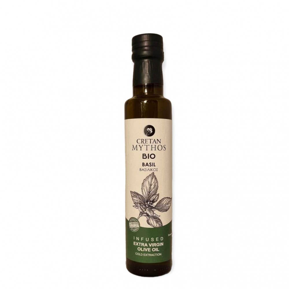 Vasilis och Sigrid - Wholesale Olive Oil - Olive oil extra virgin, 250ml with basil EKO0
