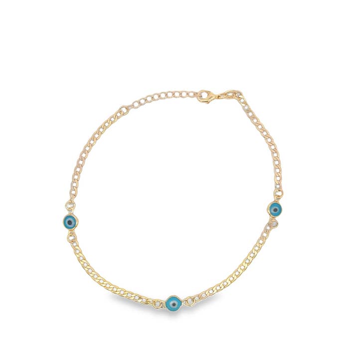 MIA Jewelry - Wholesale Charm/Dangle Bracelet - 18K Gold Filled Evil Eye Bead Charm Bracelet I2071