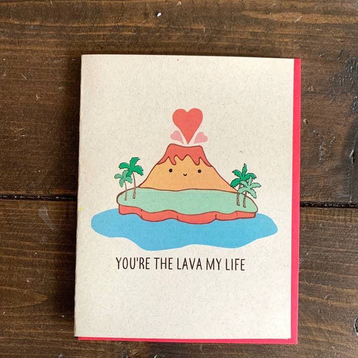 Papermain - Wholesale Valentine's Day Card - Lava My Life Volcano Card - Hawaiian Valentines, Hawaii Love Card