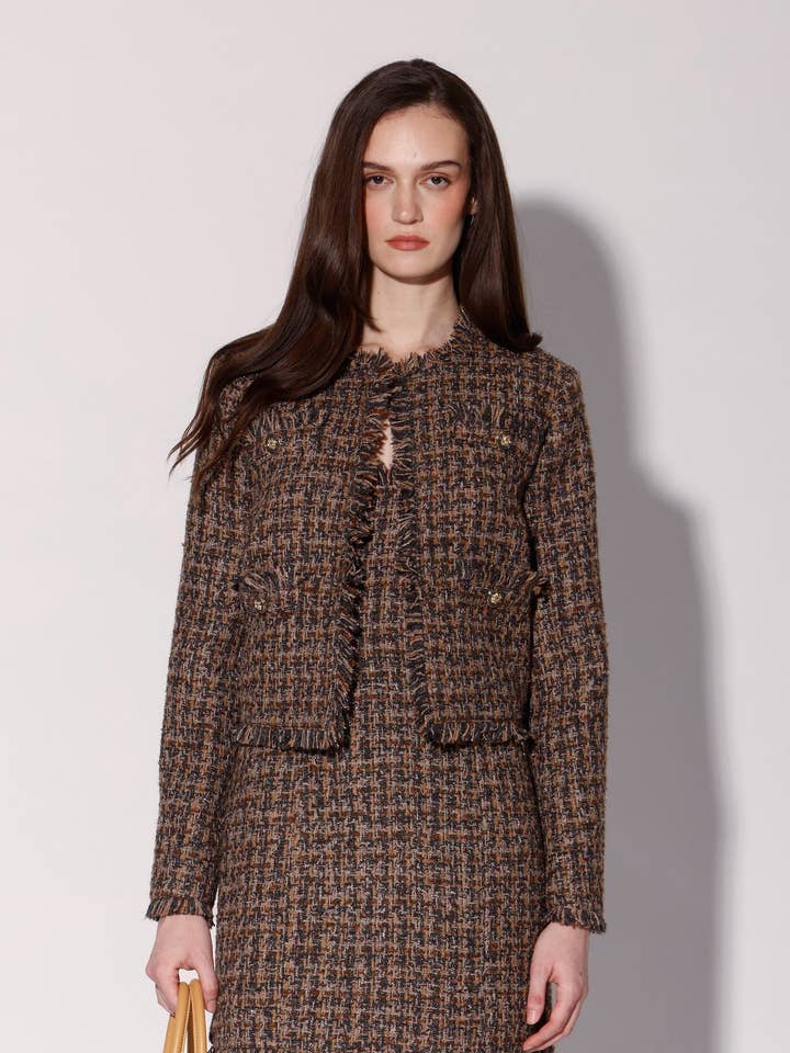 Tucker Jacket, Chocolate Tweed for wholesale by Walter Baker
