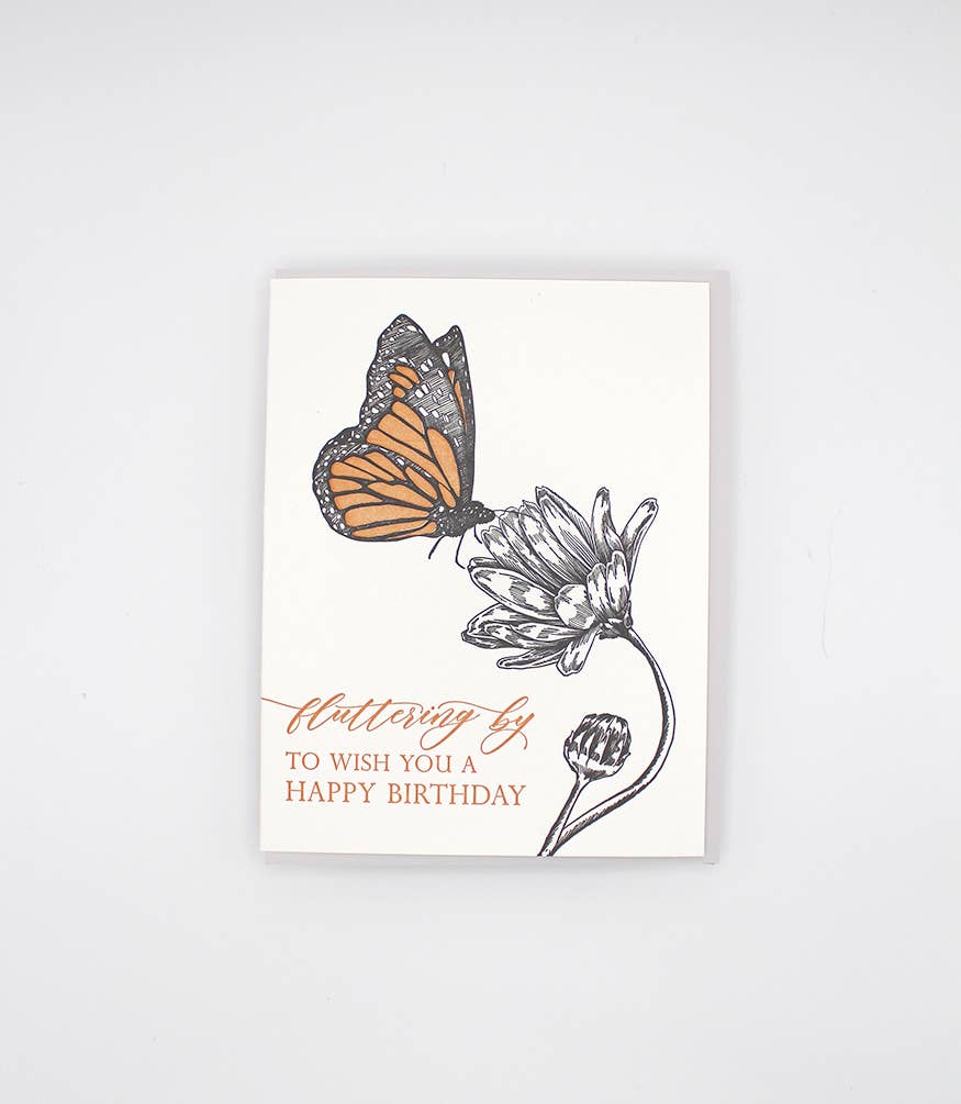Rust Belt Love Paperie - Wholesale Birthday Card - Fluttering By To Wish You A Happy Birthday Card0