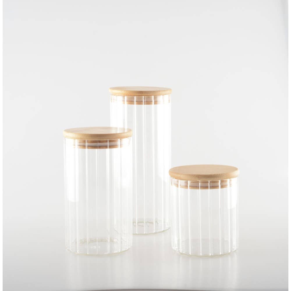 AULICA - Wholesale Jar - Glass storage jar with wooden lid 9x9x10cm3