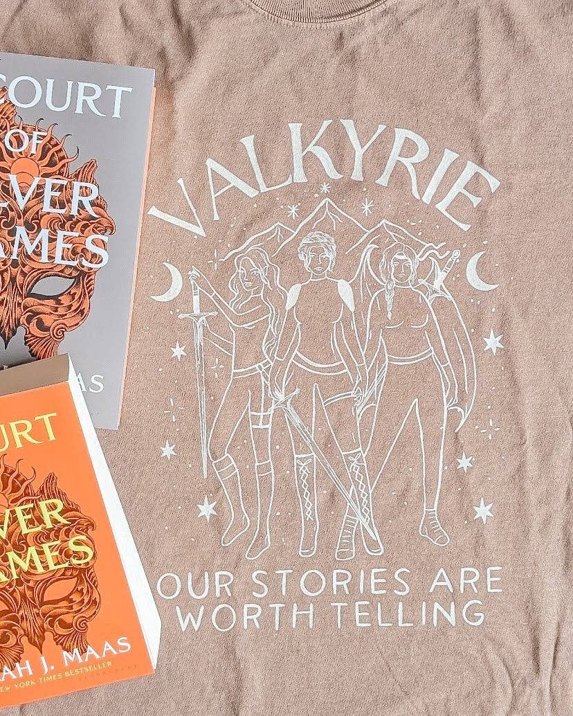 CrescentCatCo - Wholesale Screen Printed T-Shirt - Women's - Officially Licensed Valkyrie ACOTAR Tshirt | Our Stories are Worth telling | SJM Bookish Merch | Fantasy Reader Gift | Nesta Shirt ACOSF9