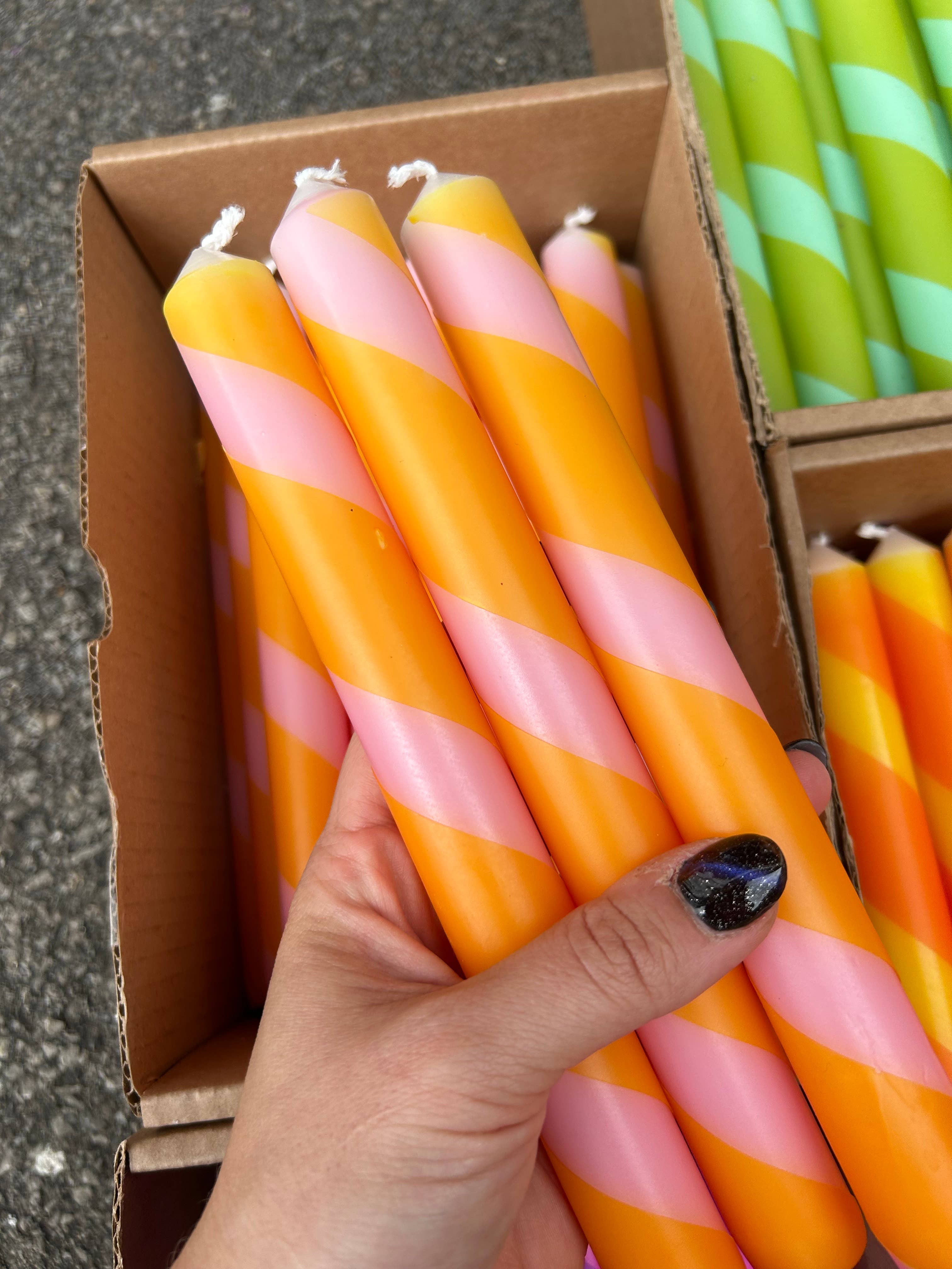 The Colour Emporium – wholesale Tapered candle/candlestick – Twisted stripe Candle individual 14