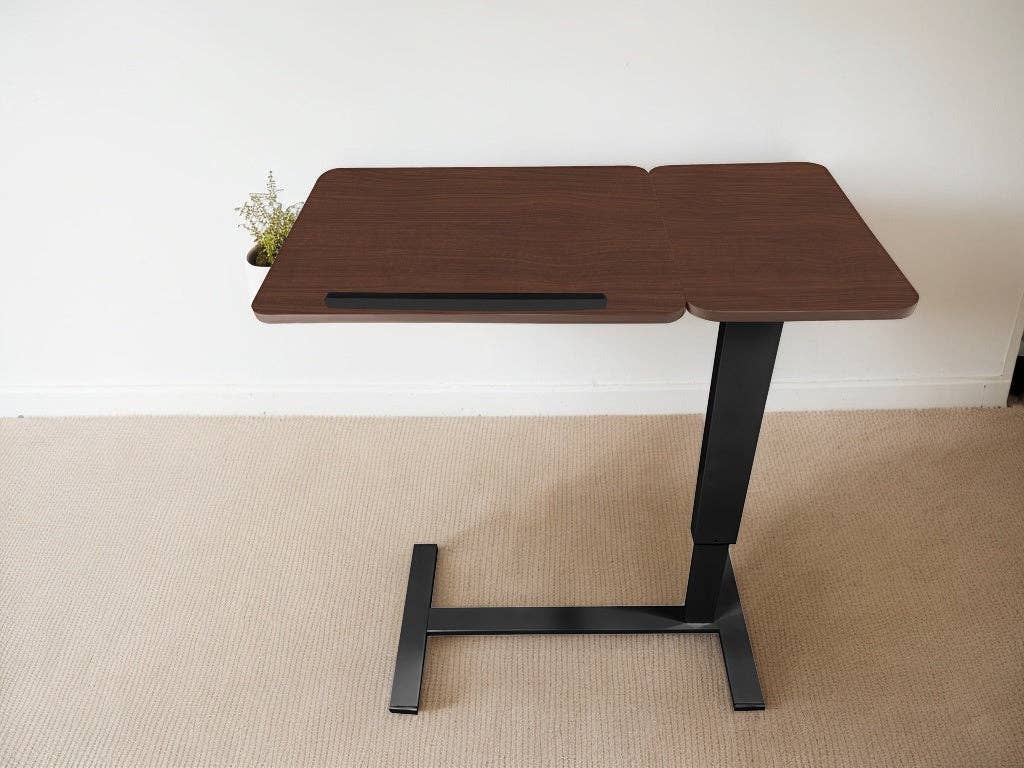 39F Inc. - Wholesale Side Table - Adjustable Overbed Laptop Table with Wheels Walnut Finish13