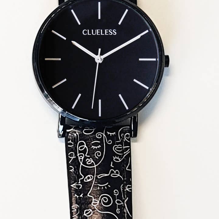 Clueless - Wholesale Wrist Watch - Women's - CLUELESS WOMEN'S WATCH - BLACK/BLACK LEATHER | BCL10722-0071