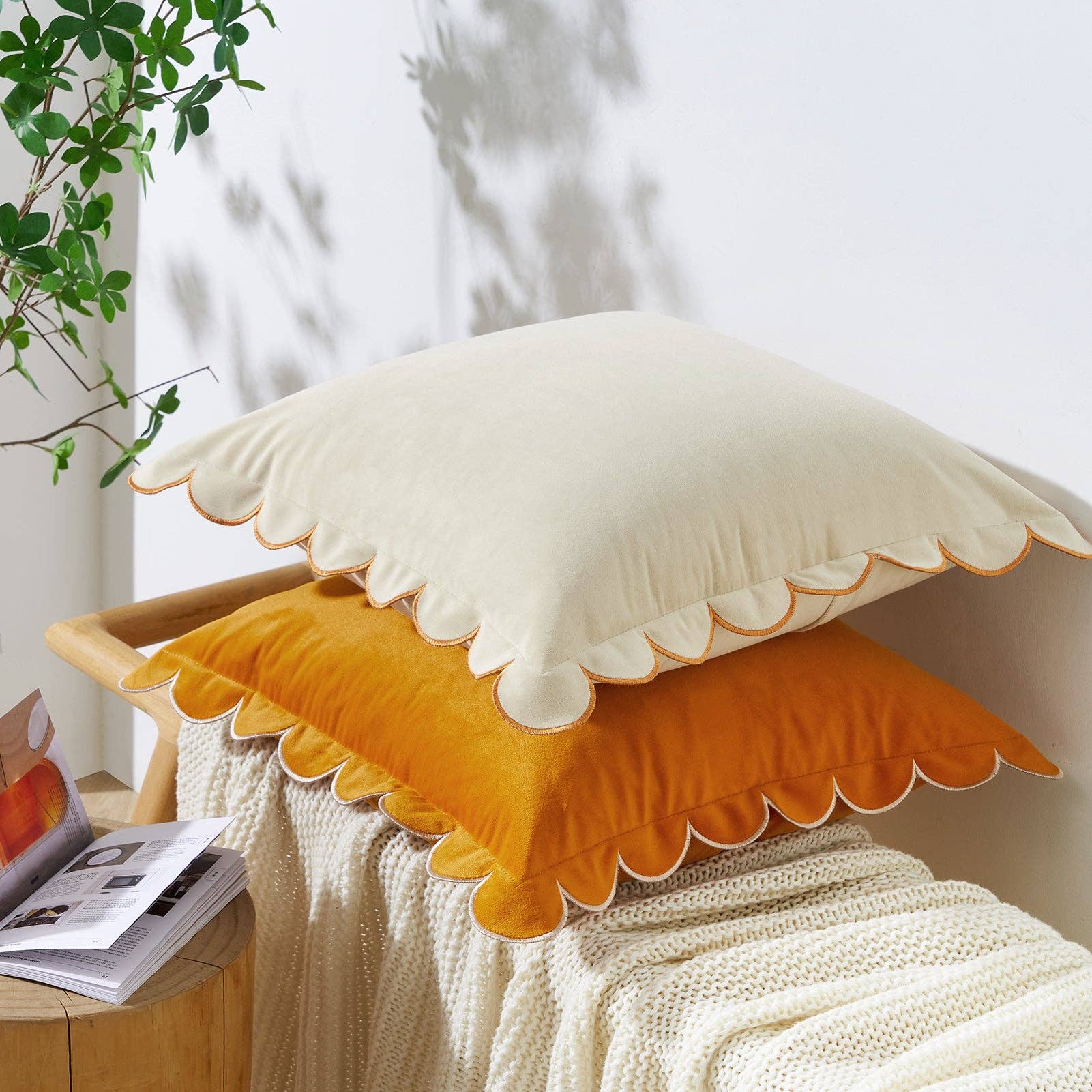 Monday Moose - Wholesale Throw/Decorative Pillow - Bri Bri Pillow Covers (2-Pack) - Honey/Cream1