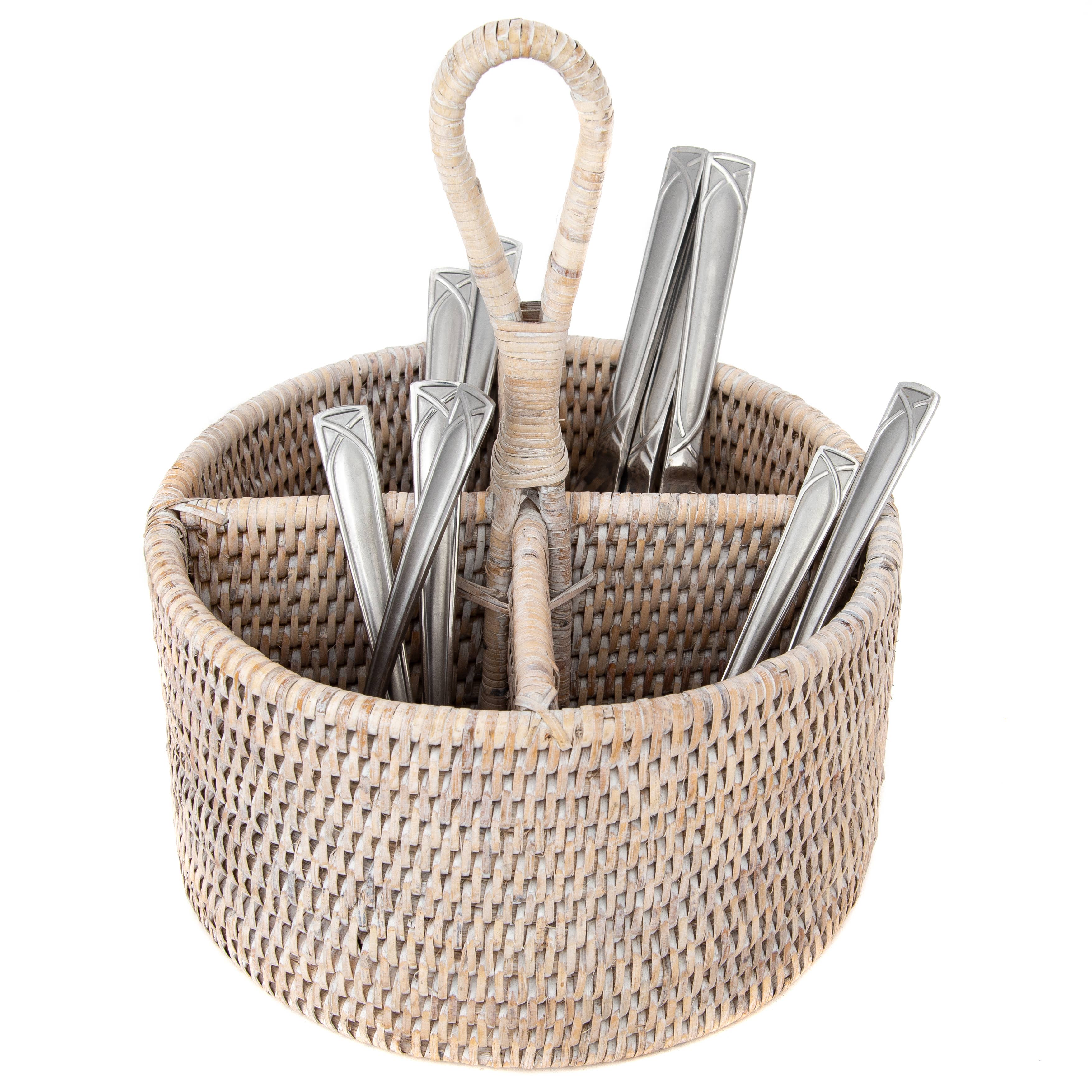Artifacts Trading Company - Wholesale Utensil Holder - Rattan 4-Section Cutlery Caddy – Utensil Holder6