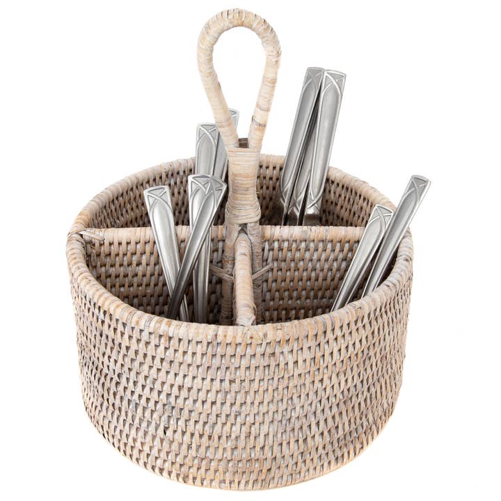 Artifacts Trading Company - Wholesale Utensil Holder - Rattan 4-Section Cutlery Caddy – Utensil Holder6