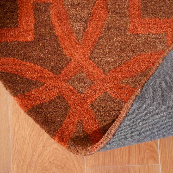 Hand Tufted Wool Round Area Rug Brown Orange K00239 for wholesale on Faire5