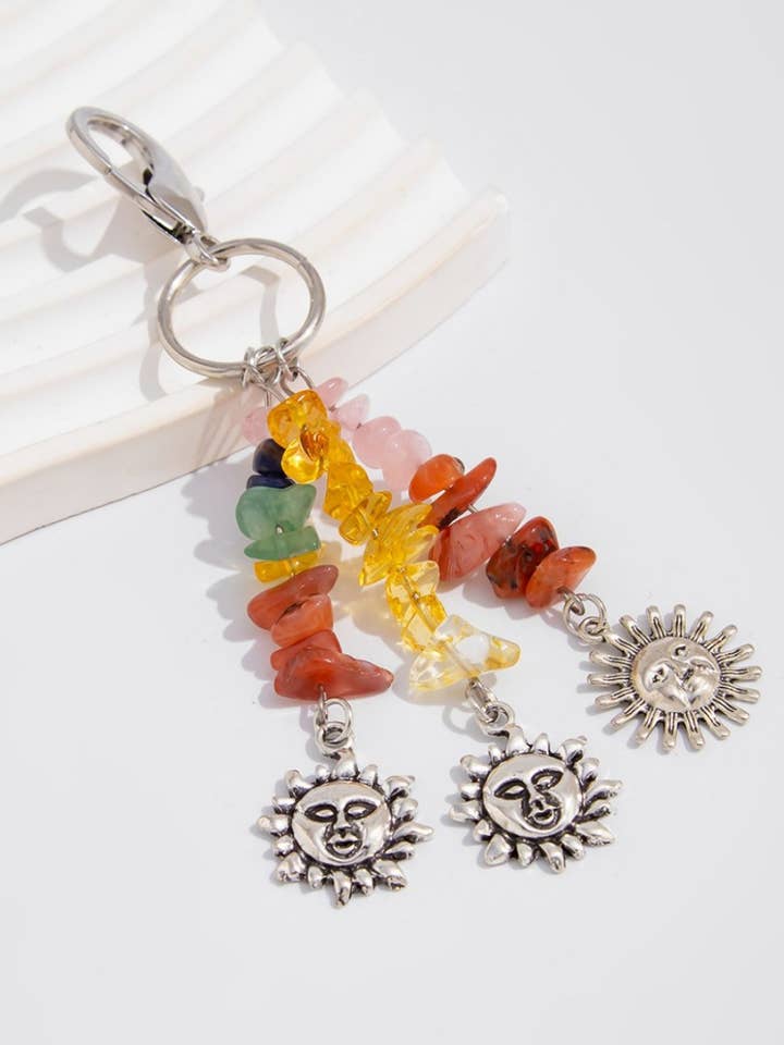 Colorful Stone Tassel Keychain Bag Charms DP25B551 for wholesale by Dipped Shop
