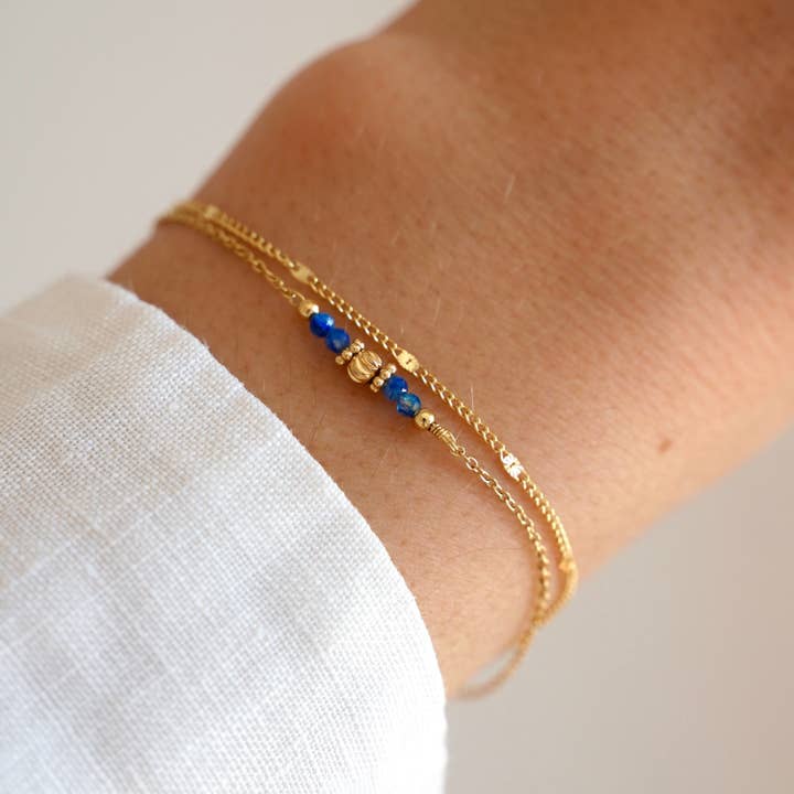 Double blue pearl bracelet for wholesale by Victoire Collection