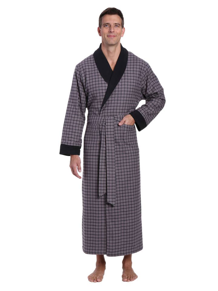 Noble Mount - Wholesale Robe – Men's - Men's Premium 100% Cotton Flannel Fleece Lined Robe27