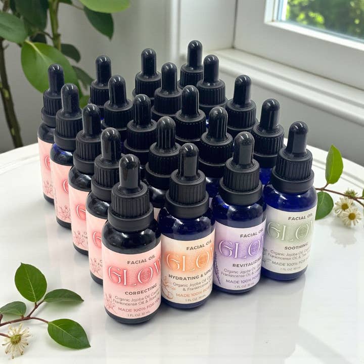 Huile pour le visage - Set de recharge Glow, 20 pièces pour la vente par Earths Elements Wholesale