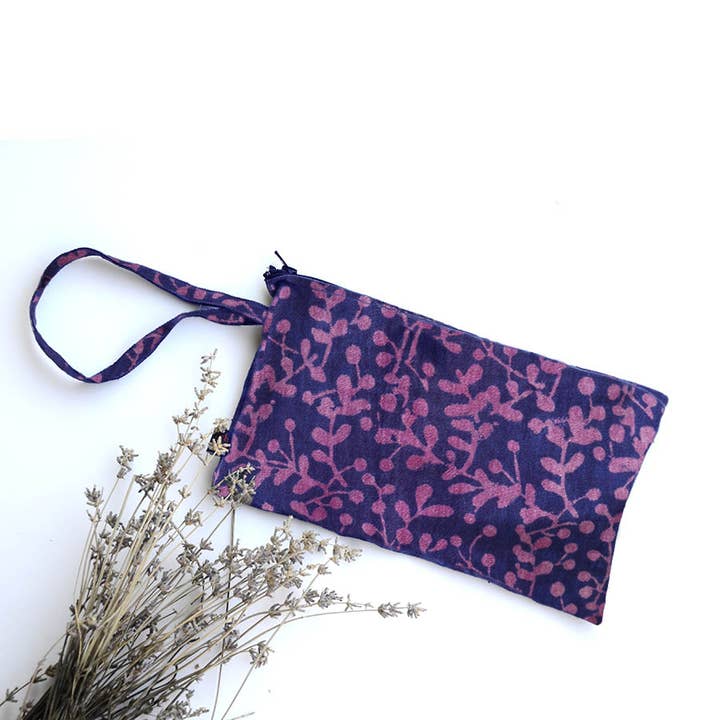 Pochette en coton écologique, sac à main violet zéro déchet | Laila pour la vente par Ichcha