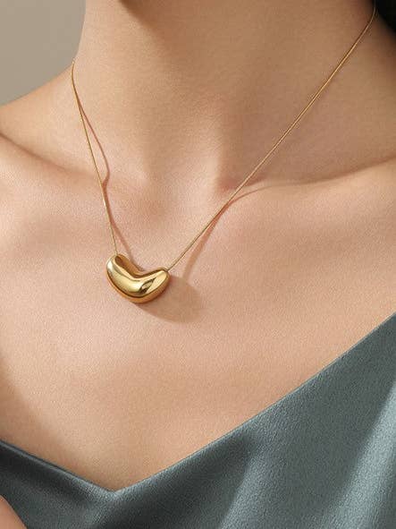 18K STAINLESS STEEL TARNISH FREE BEAN NECKLACE | 40NK409 for wholesale by JOSSLYN by wall to wall