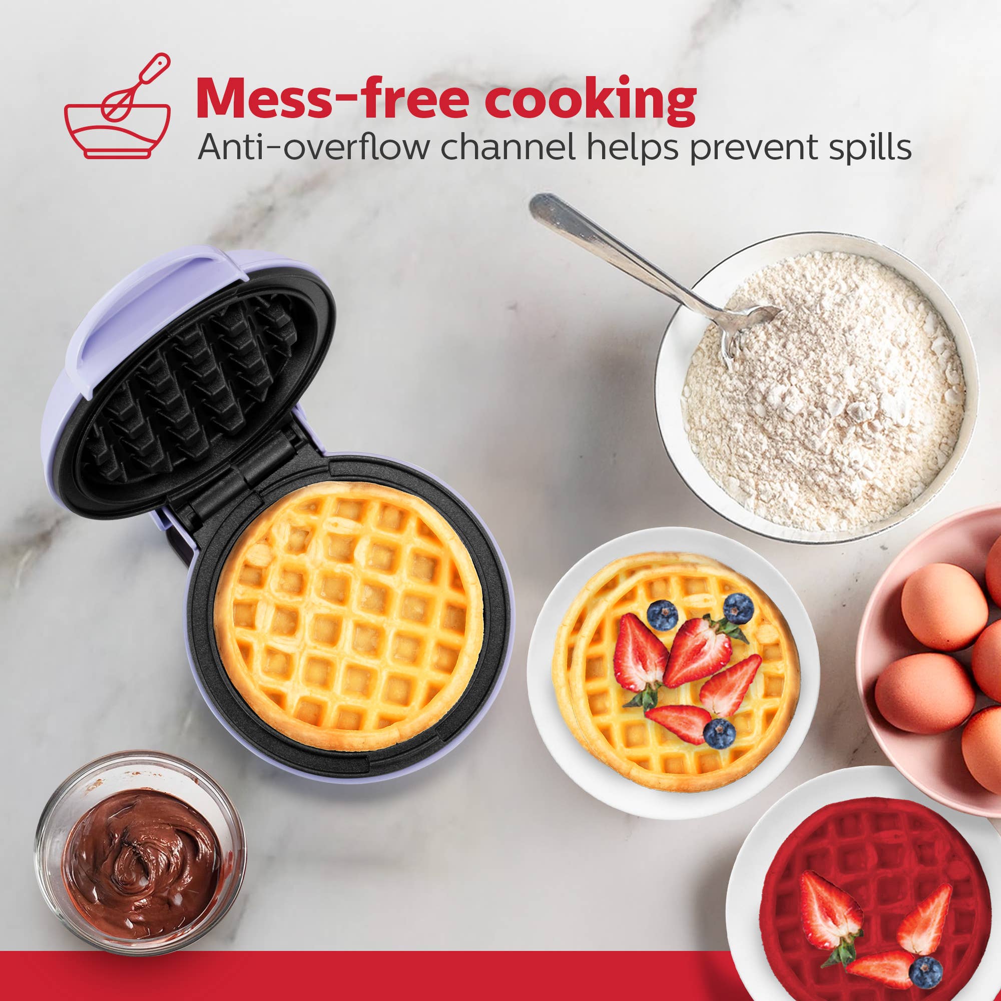 Holstein Housewares - Wholesale Kitchen Appliance - Personal Waffle Maker - 4 inch Mini - Assorted Colors 20