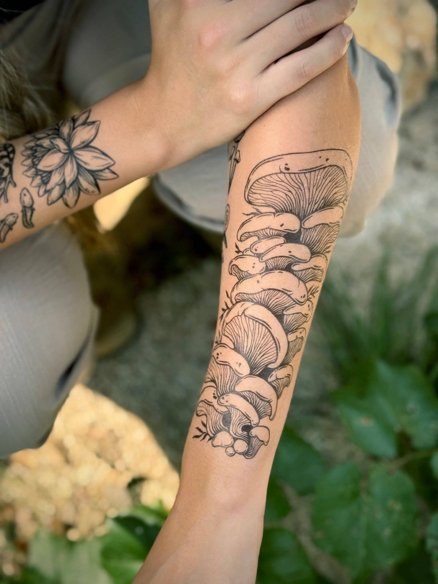 NatureTats - Wholesale Temporary Tattoo - Oyster Mushroom Temporary Tattoo2