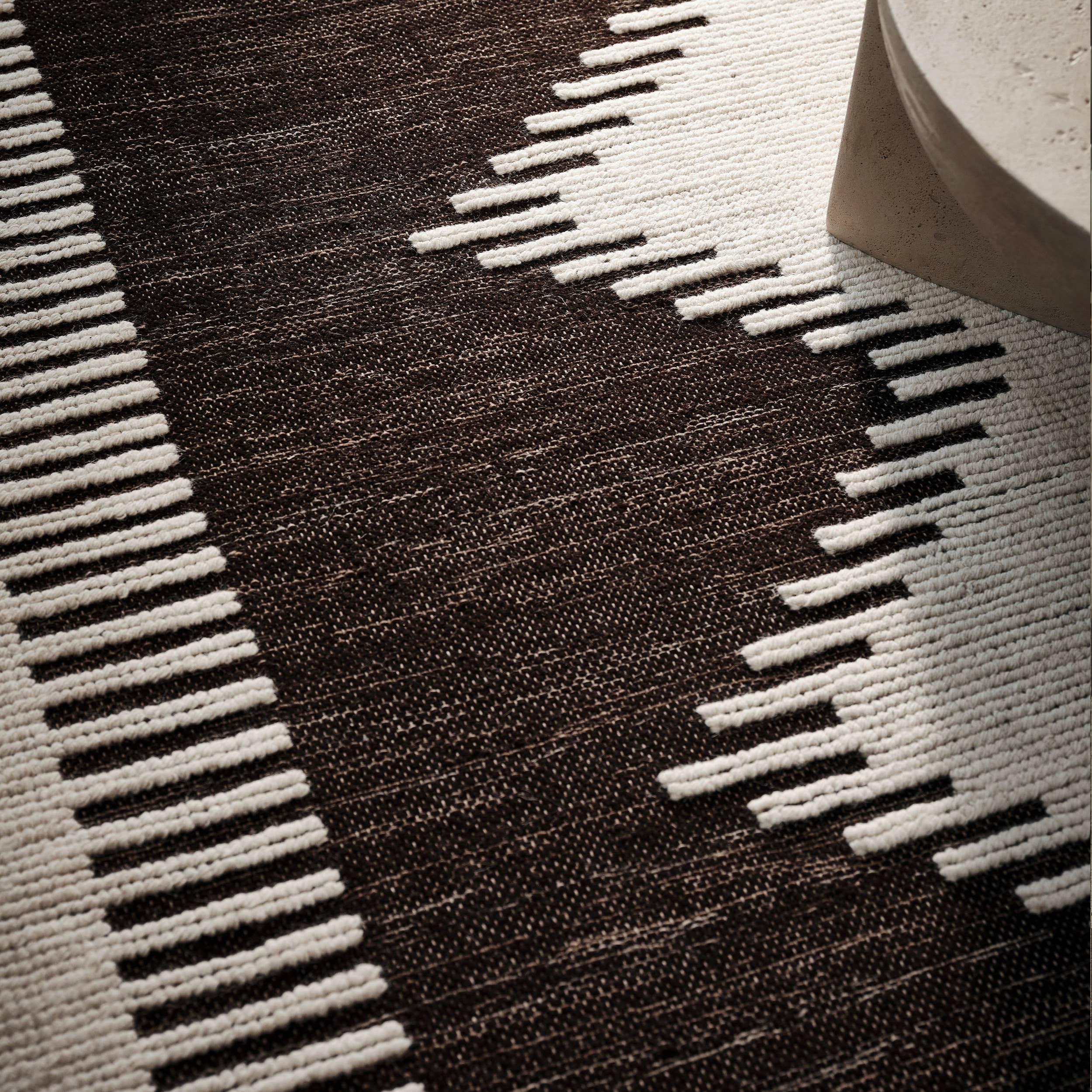 Black Sante Fe Southwestern Wool Blend Area Rug for wholesale on Faire2