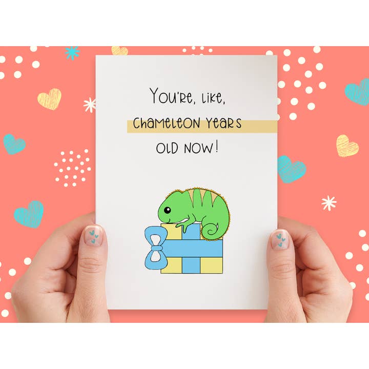 Chameleon Years Old Birthday Greeting Card for wholesale by Hello Mosswood