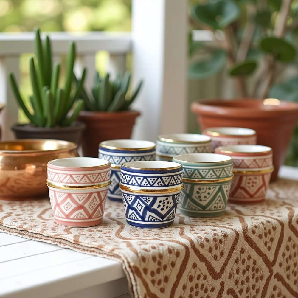 High crafty - Vente Tasse à café/thé - Tasses en céramique marocaine faites à la main avec ornements en or pur22