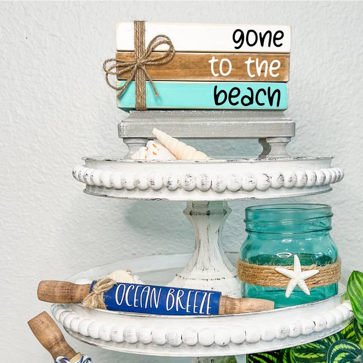 Ruaille Buaille Co - Wholesale Decorative Tray - Beach decor | Summer tiered tray | Nautical home decor