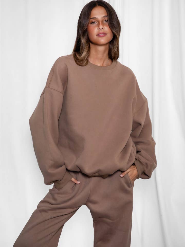 TICTOC - Wholesale Sweatshirt - Women's - VARSITY Plush Fleece Crew Neck Lounge Pullover Sweatshirt16