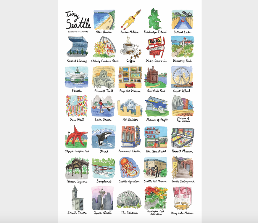 Amy Wike Illustration - Wholesale Poster - Tiny Seattle Poster4