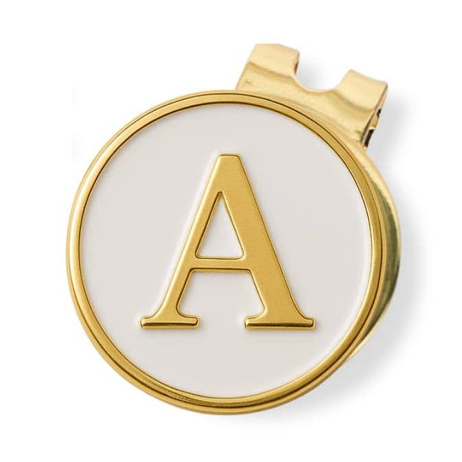 Personalized Ball Marker with Magnetic Hat Clip – Gold Initials for wholesale by Birdie Girl Golf