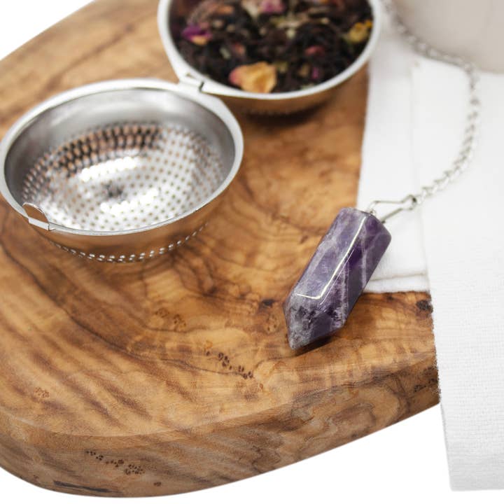 Loose Leaf Tea Infuser, Amethyst Charm Ball, Tea Lover Gift for wholesale by The Traveling Teapot